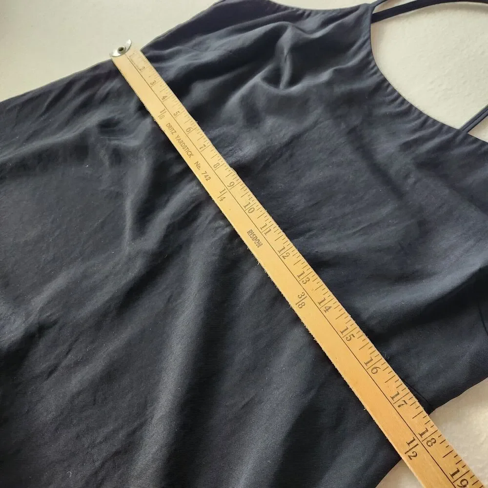 Everlane Black Japanese Crossback Slip Midi Dress Size 12 Sleek Minimalist - Picture 4 of 10